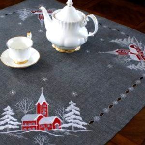 Winter Village Scene Tablecloth (36x36 in. Square)